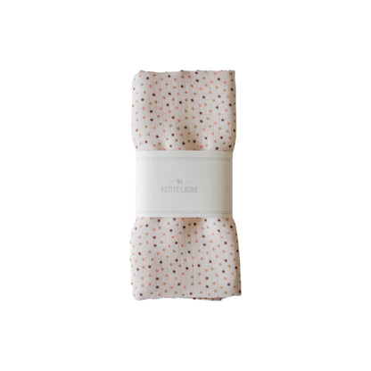 DOTS SWADDLE BLANKET - Carmel/pink