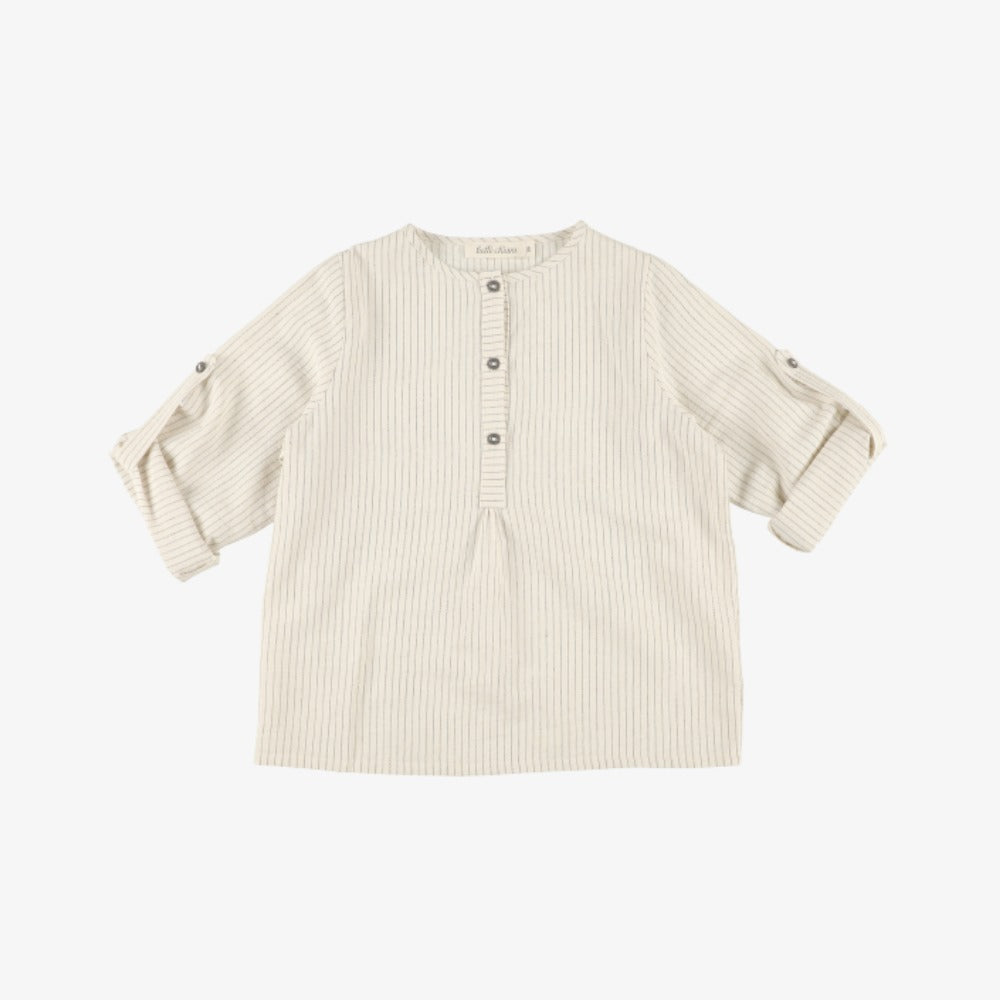 Belle Chiara Stripe Stitching Shirt - Gray