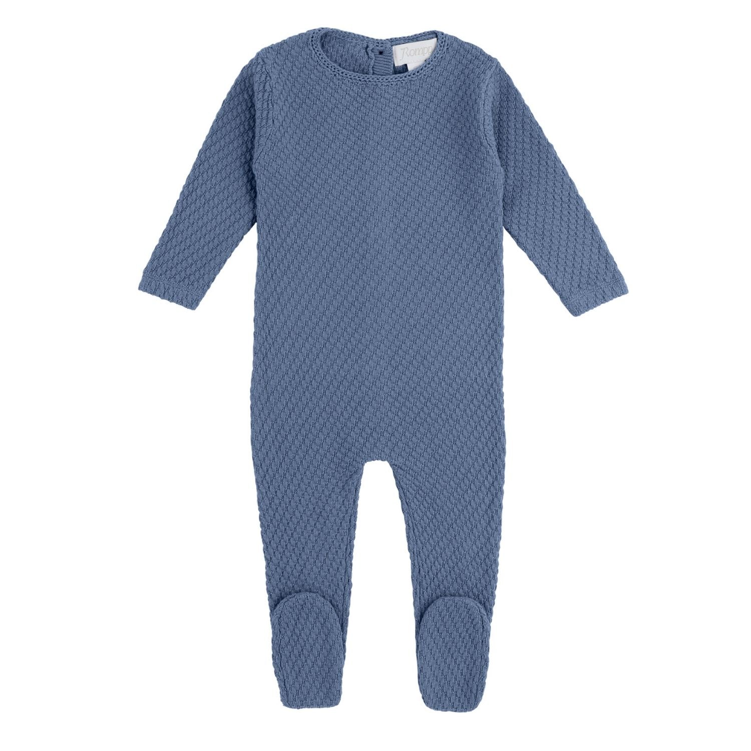 Rompp Cable Knit Footie - Cobalt Blue