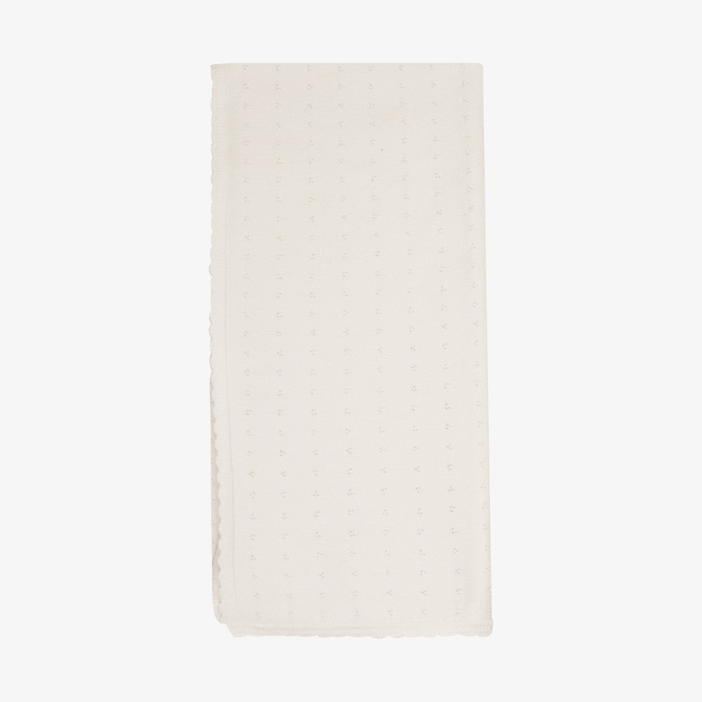 Kipp Pointelle Knit Blanket - White