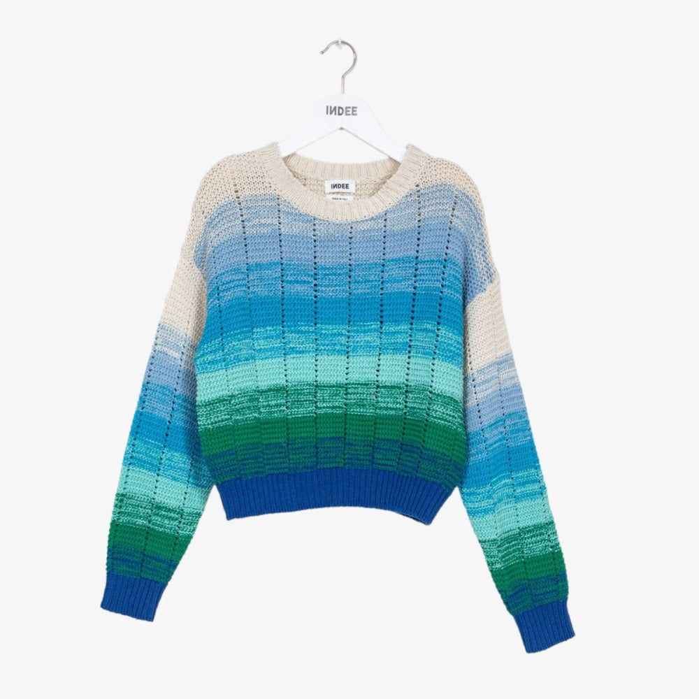 Indee Knitted Multi Sweater - Green