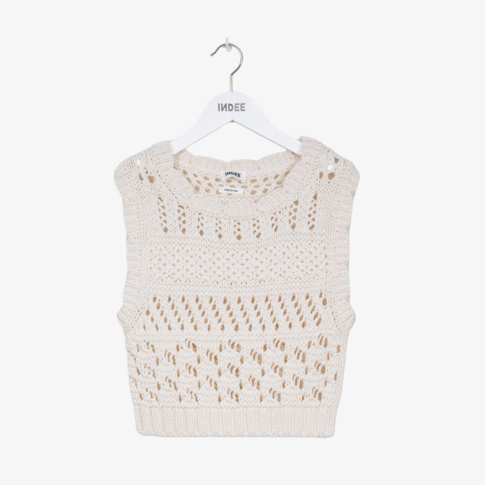 Indee Paloma Crochet Vest - Off White