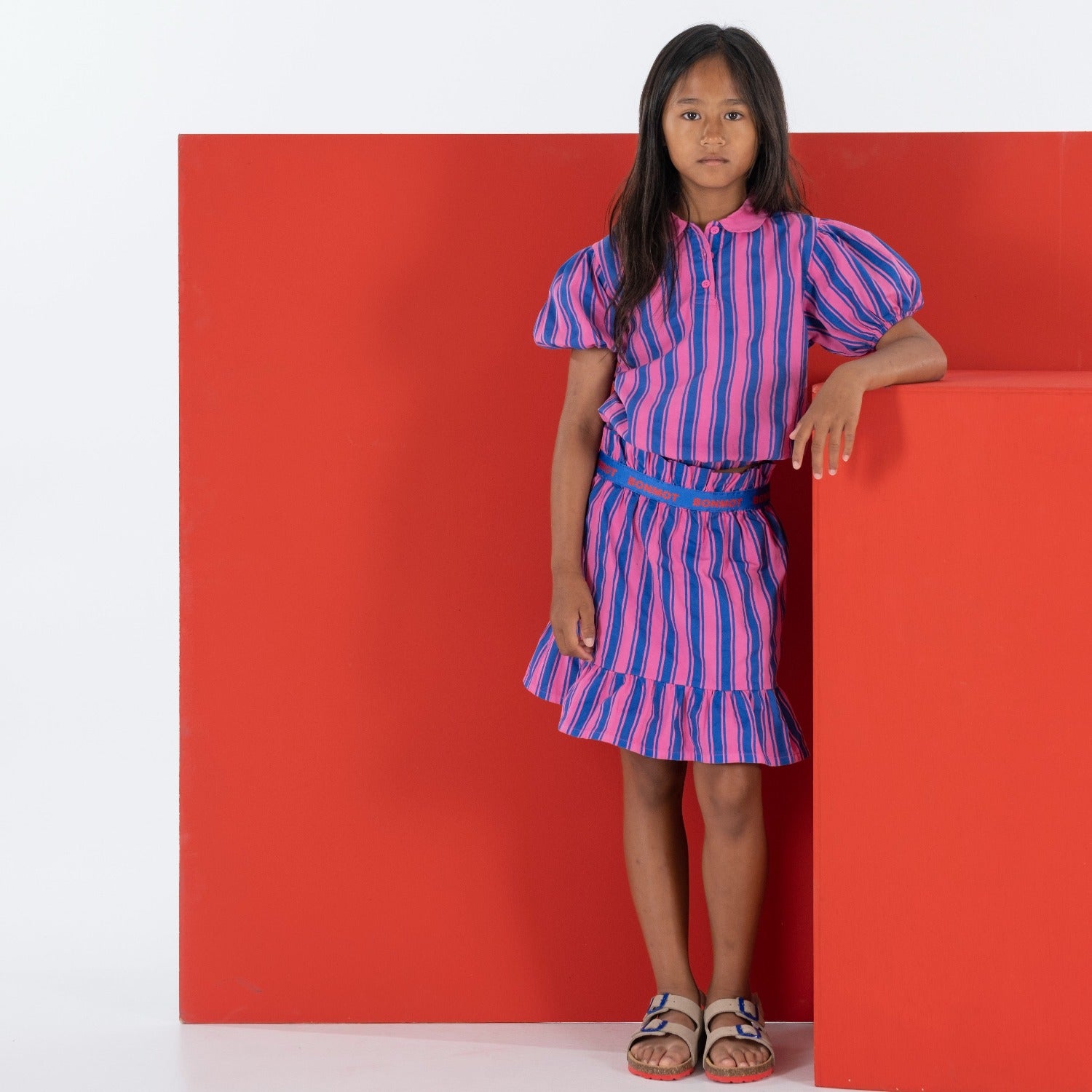 Bonmot Stripe Skirt - Raspberry