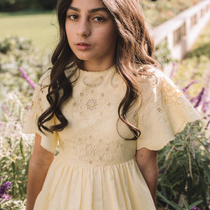 Petite Amalie Embroidered Dress - Lemon