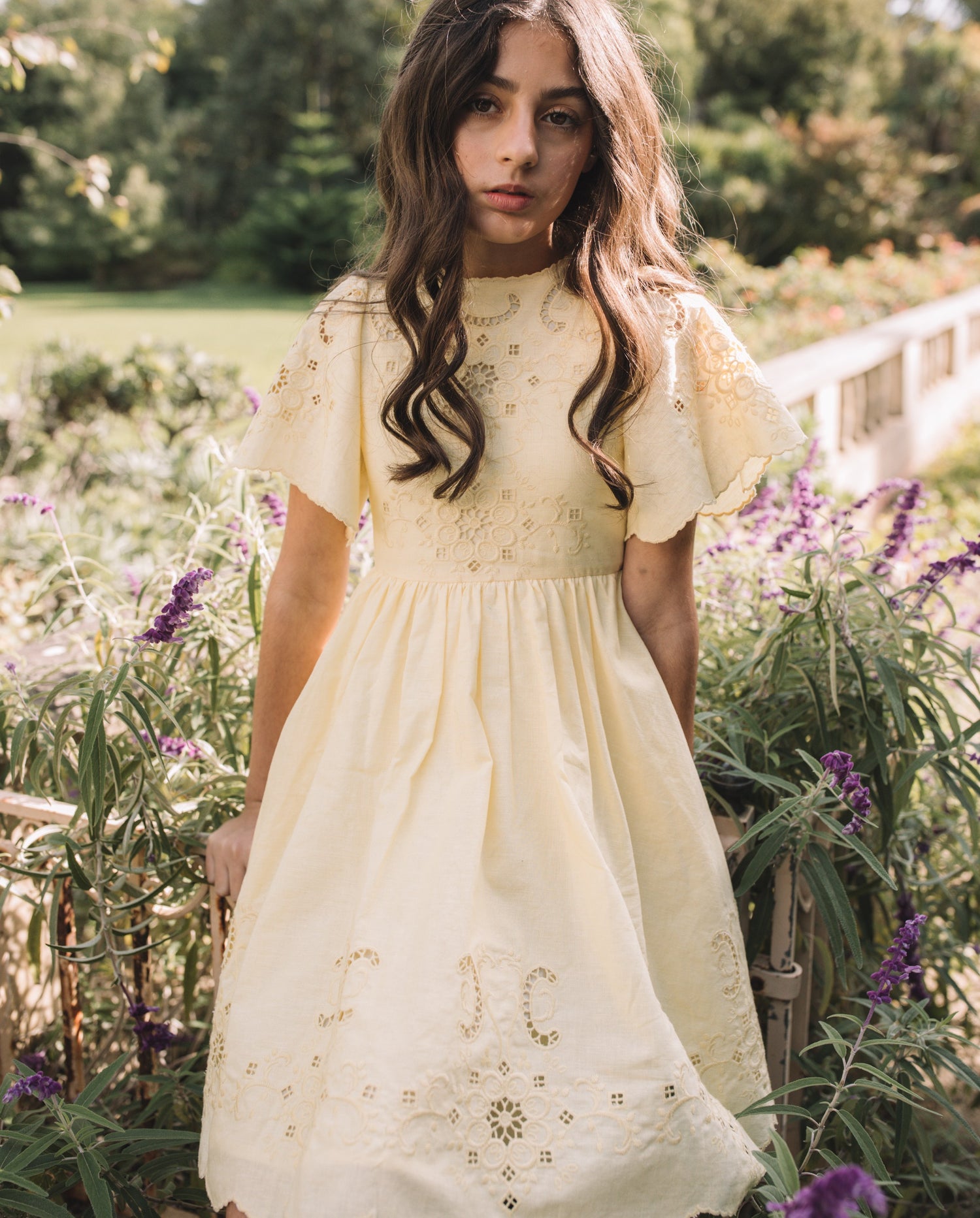 Petite Amalie Embroidered Dress - Lemon