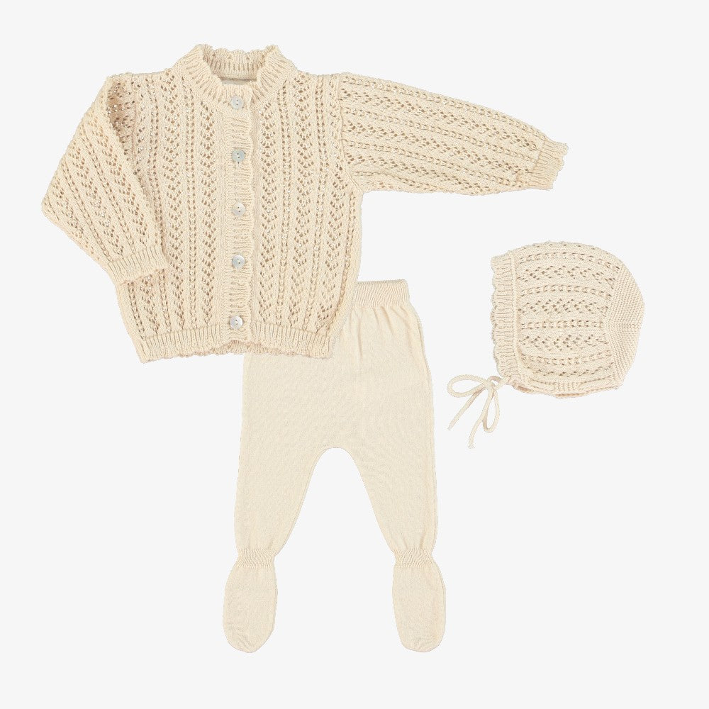 Bebe Organic Nora Knit 3Pc Set - Natural