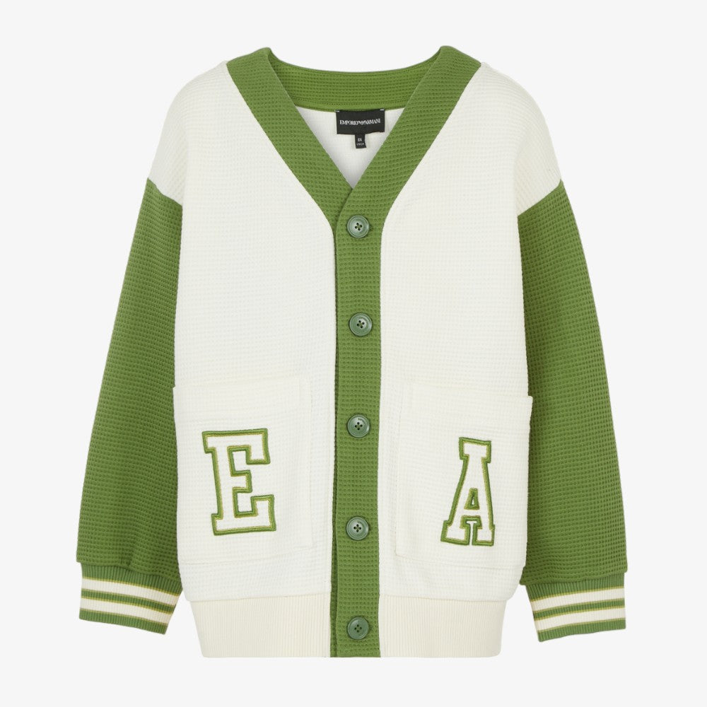 Emporio Armani Cardigan With EA Logo Detail - Green