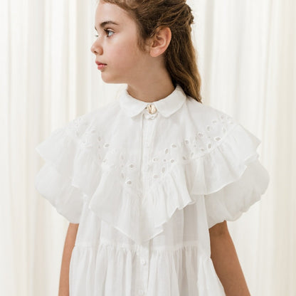 Petite Amalie Linen Collar Dress - Off White