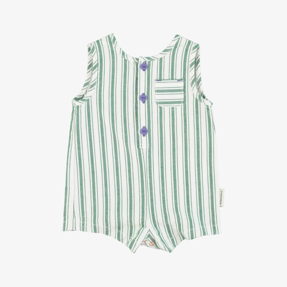 Piupiuchick Striped Romper - White-green