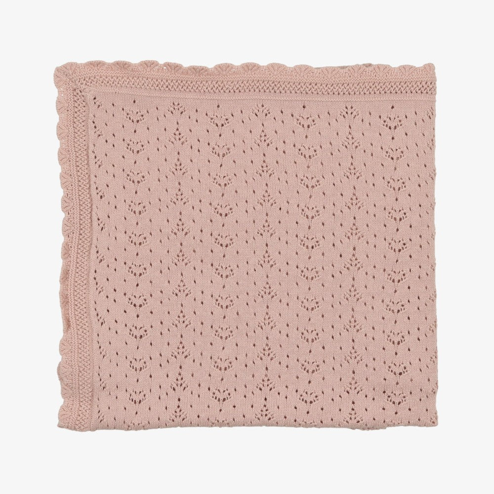 Lilette Heart Open Knit Blanket - Pink
