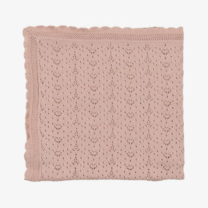Lilette Heart Open Knit Blanket - Pink