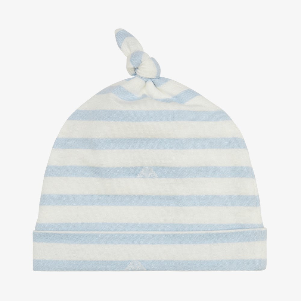 Emporio Armani Logo Striped Hat - White-blue