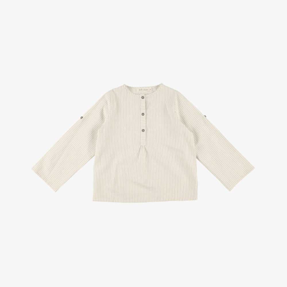 Belle Chiara Stripe Stitching Shirt - Gray