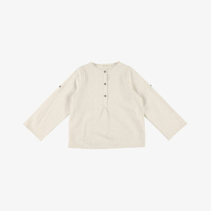 Belle Chiara Stripe Stitching Shirt - Gray