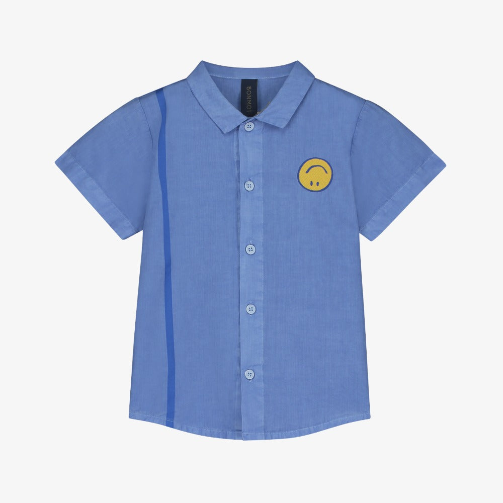Bonmot Smile Stripe Shirt - Mid Blue
