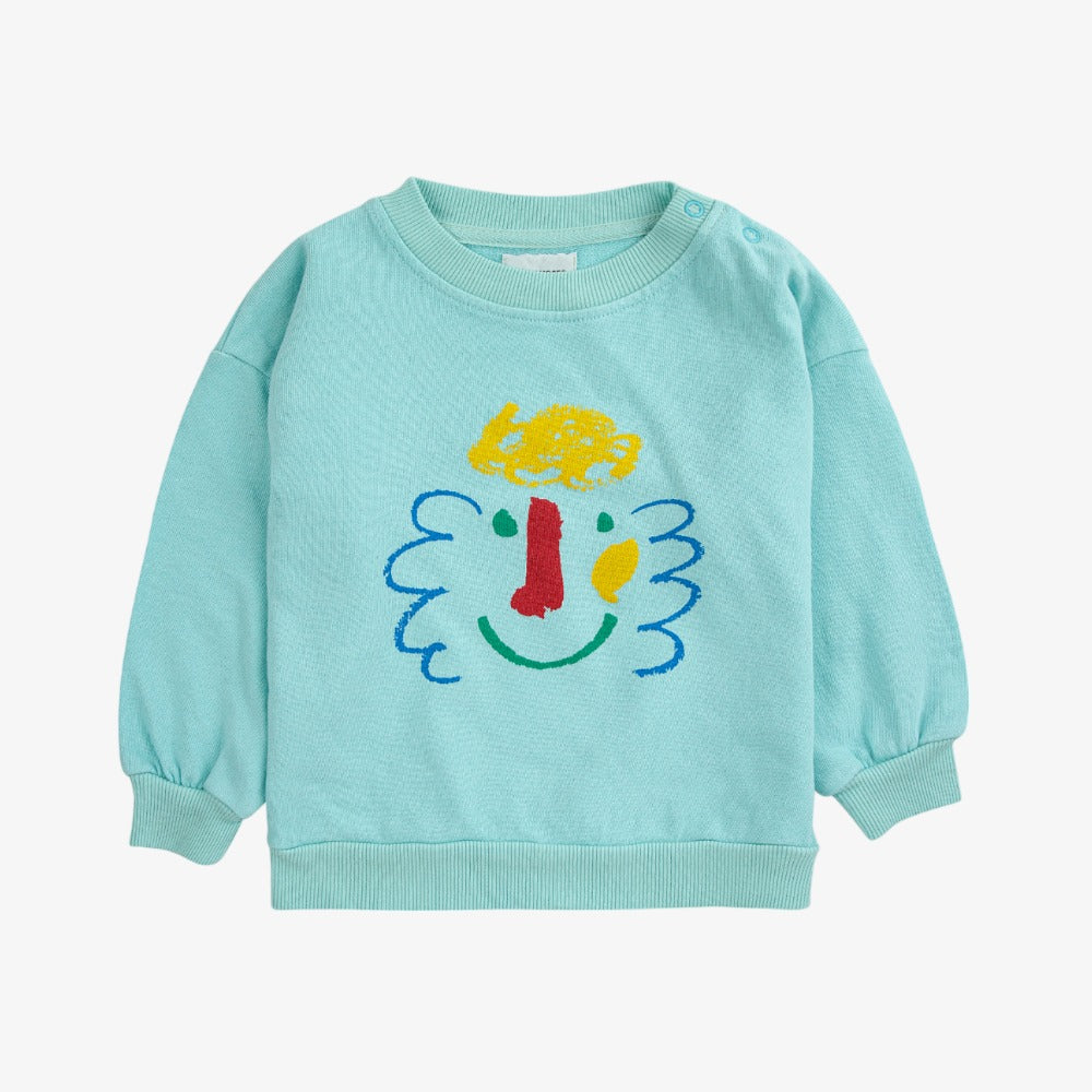 Bobo Choses Happy Mask Sweatshirt - Light Blue