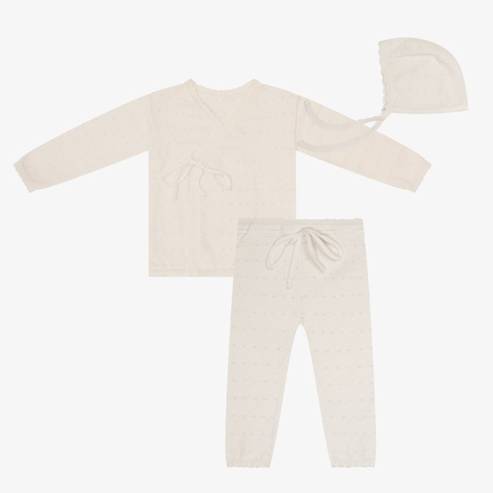 Kipp Pointelle Knit 3 Piece Set - White