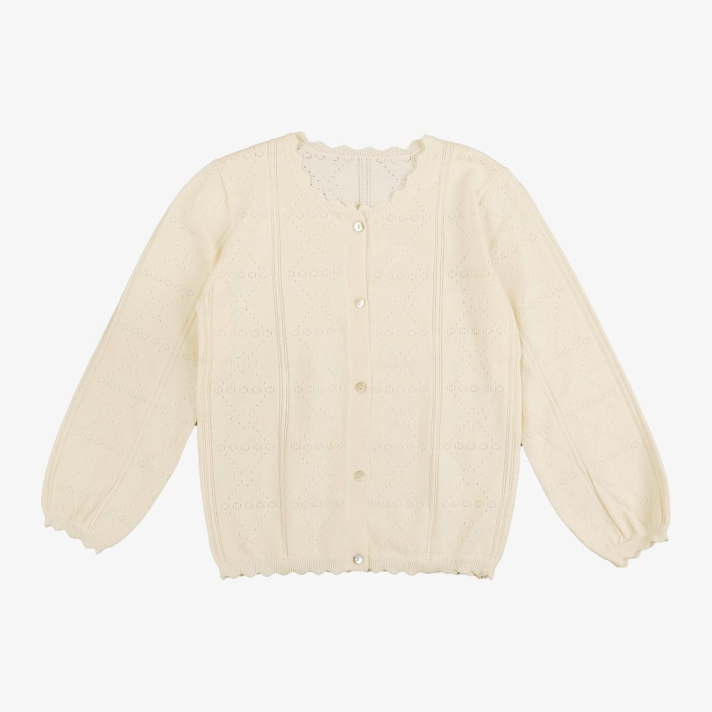 Belati Pointelle Cardigan - White