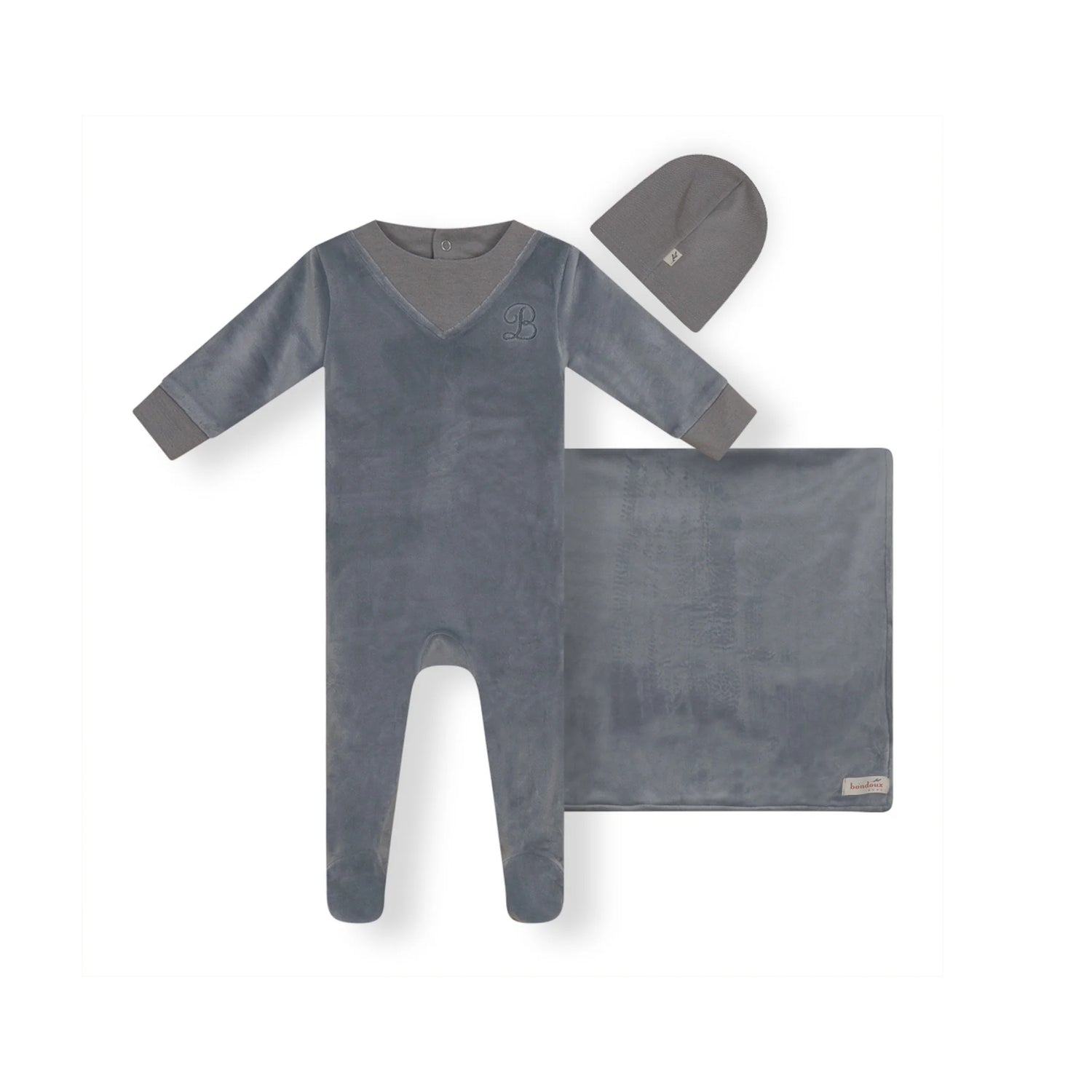 Bondoux Embroid Velour Take Me Home Set - Blue