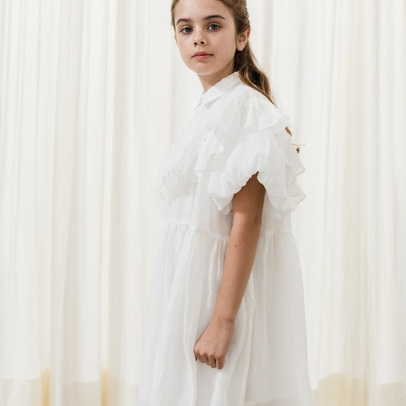 Petite Amalie Linen Collar Dress - Off White