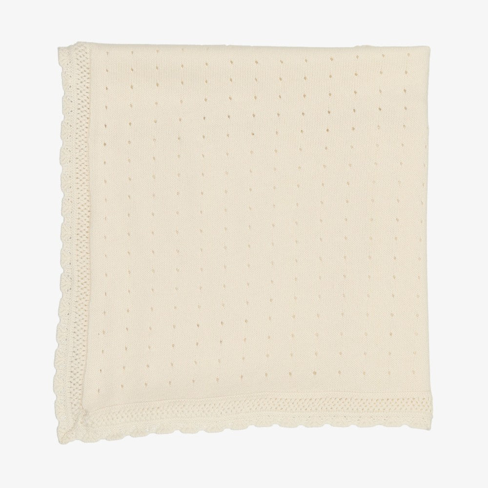 Lilette Dotted Open Knit Blanket - Cream