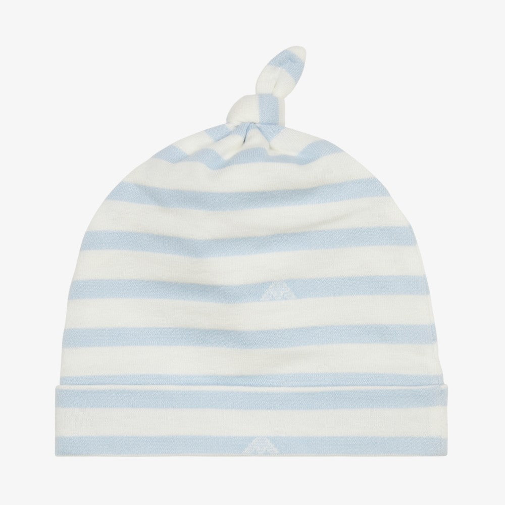 Emporio Armani Logo Striped Hat - White-blue