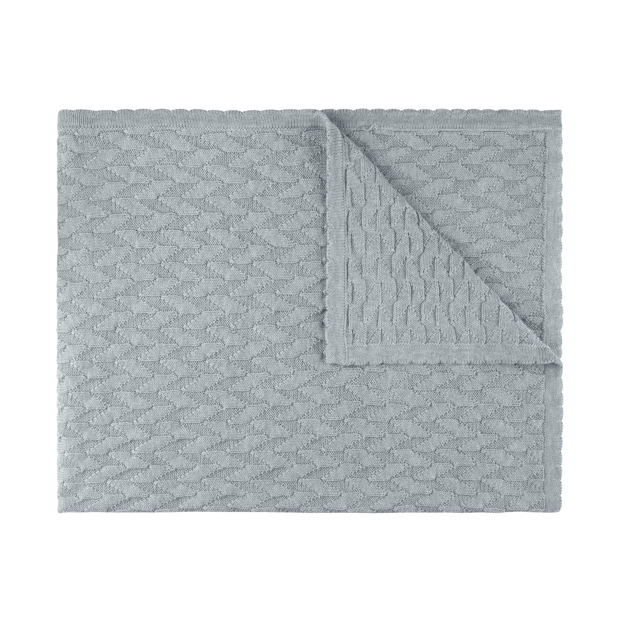 Pippin Jigsaw Knit Blanket - Baby Blue