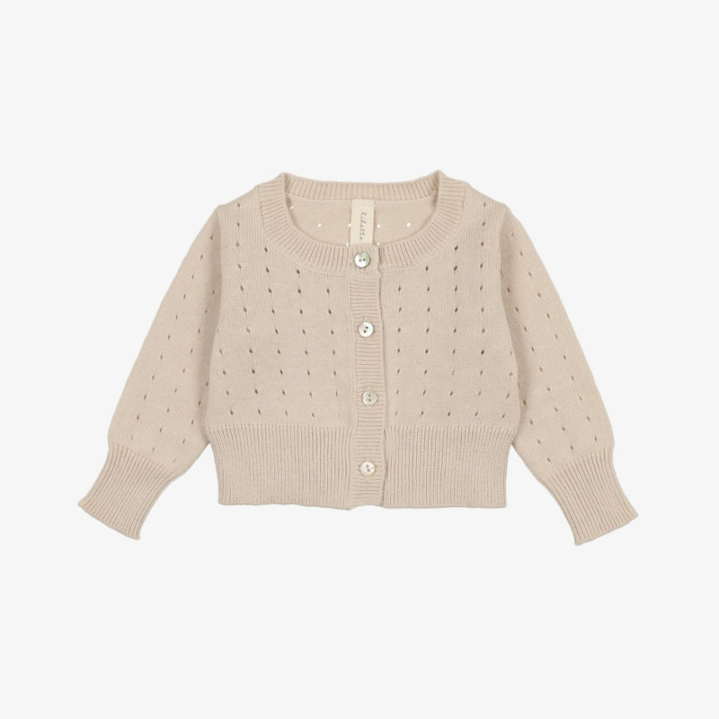 Lilette Dotted Open Knit Cardigan - Taupe