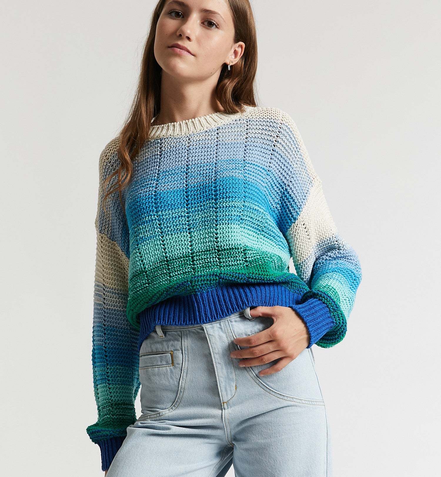 Indee Knitted Multi Sweater - Green