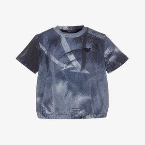 Emporio Armani Palm Tree Print T-Shirt - Blue