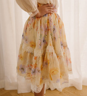 Petite Amalie Linen Blouse And Skirt - Watercolor