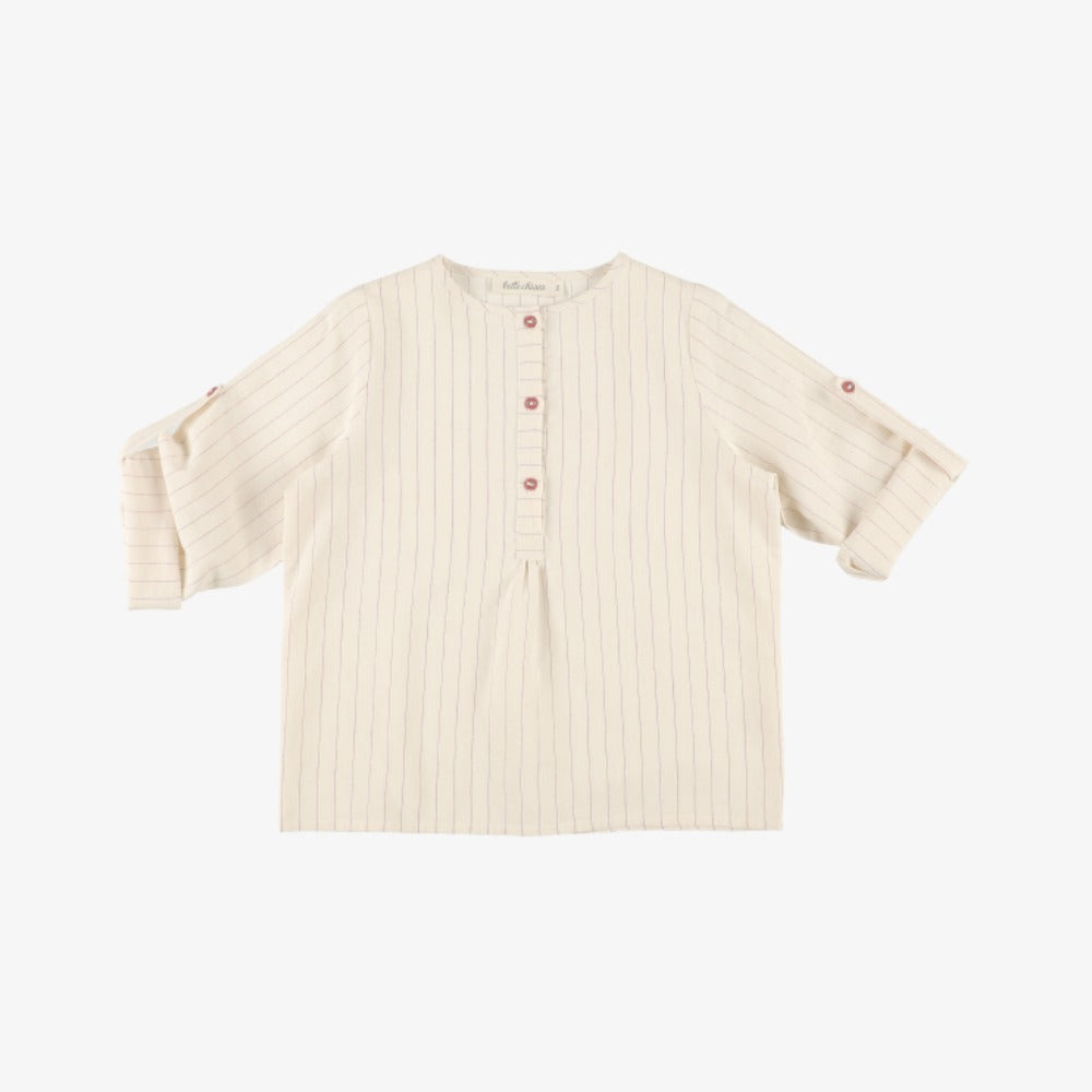 Belle Chiara Stripe Stitching Shirt - Lava