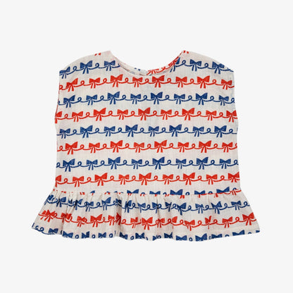 Bobo Choses Ribbon Bow Woven Blouse - Off White