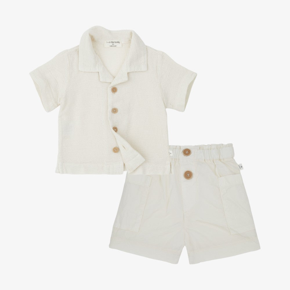 1+ In The Family David Shirt And Shorts - Ivory