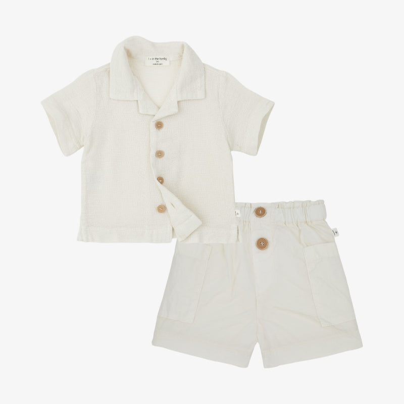 1+ In The Family David Shirt And Shorts - Ivory