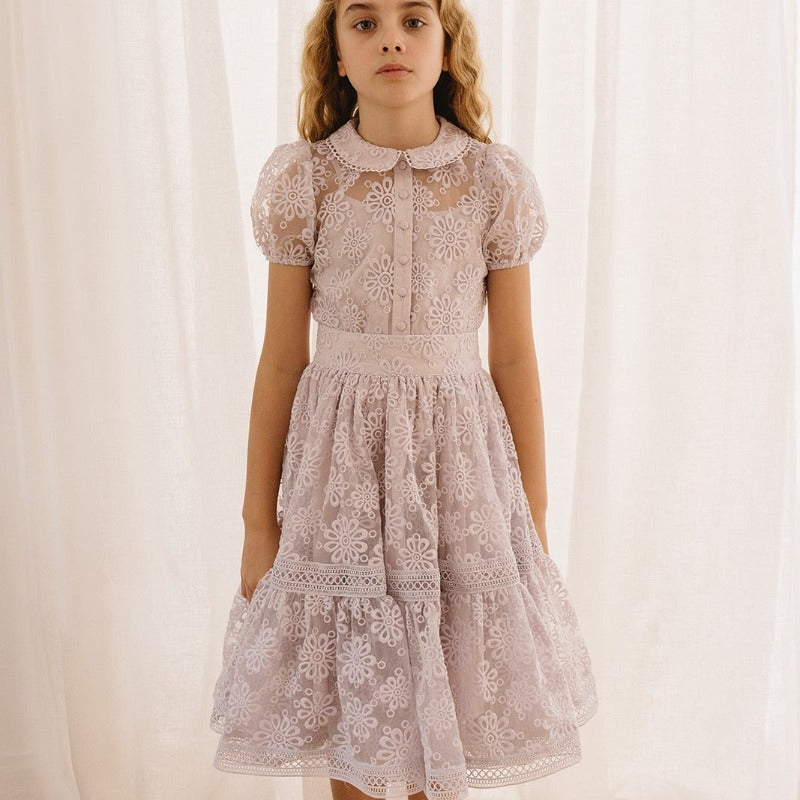 Petite Amalie Embroidered Organza Blouse And Skirt - Lilac
