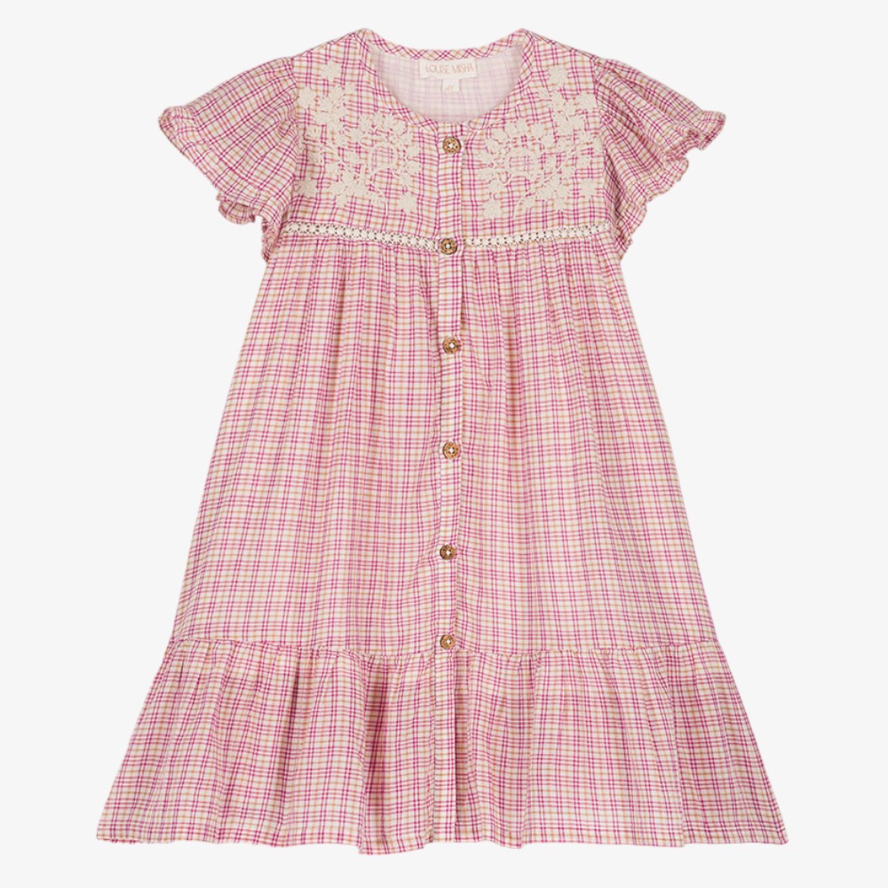 Louise Misha Carlina Dress - Fuschia Tartan