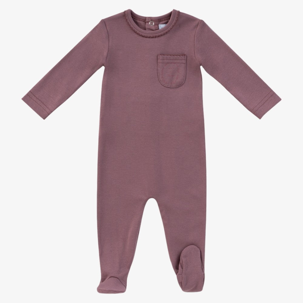 Kipp Embroidered Pocket Footie - Berry