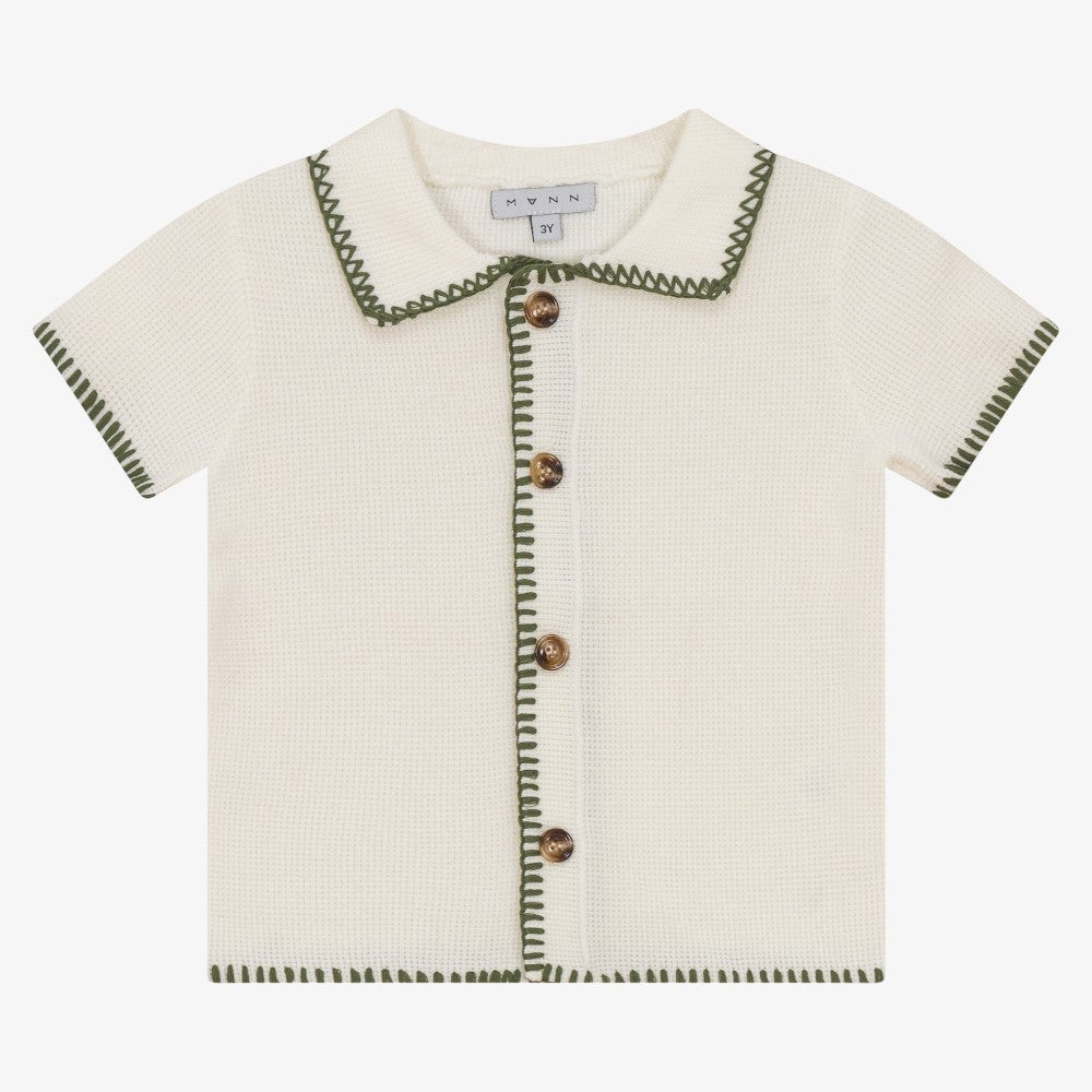 Mann Embroidered Stitch Top And Shorts - White-moss