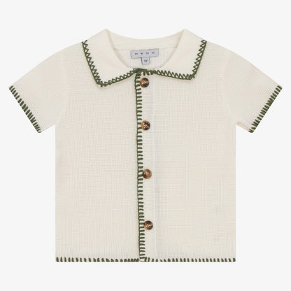 Mann Embroidered Stitch Top And Shorts - White-moss