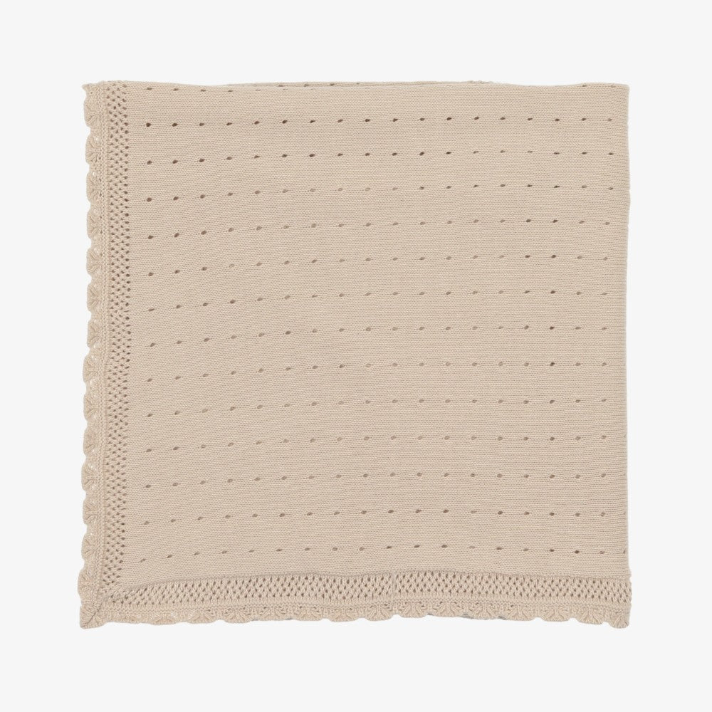 Lilette Dotted Open Knit Blanket - Taupe