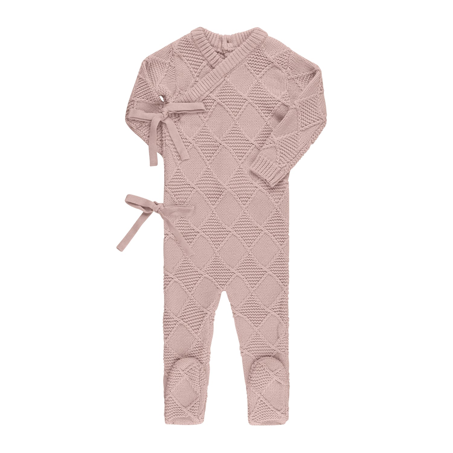 Pippin Argyle Knit Footie - Winter Rose