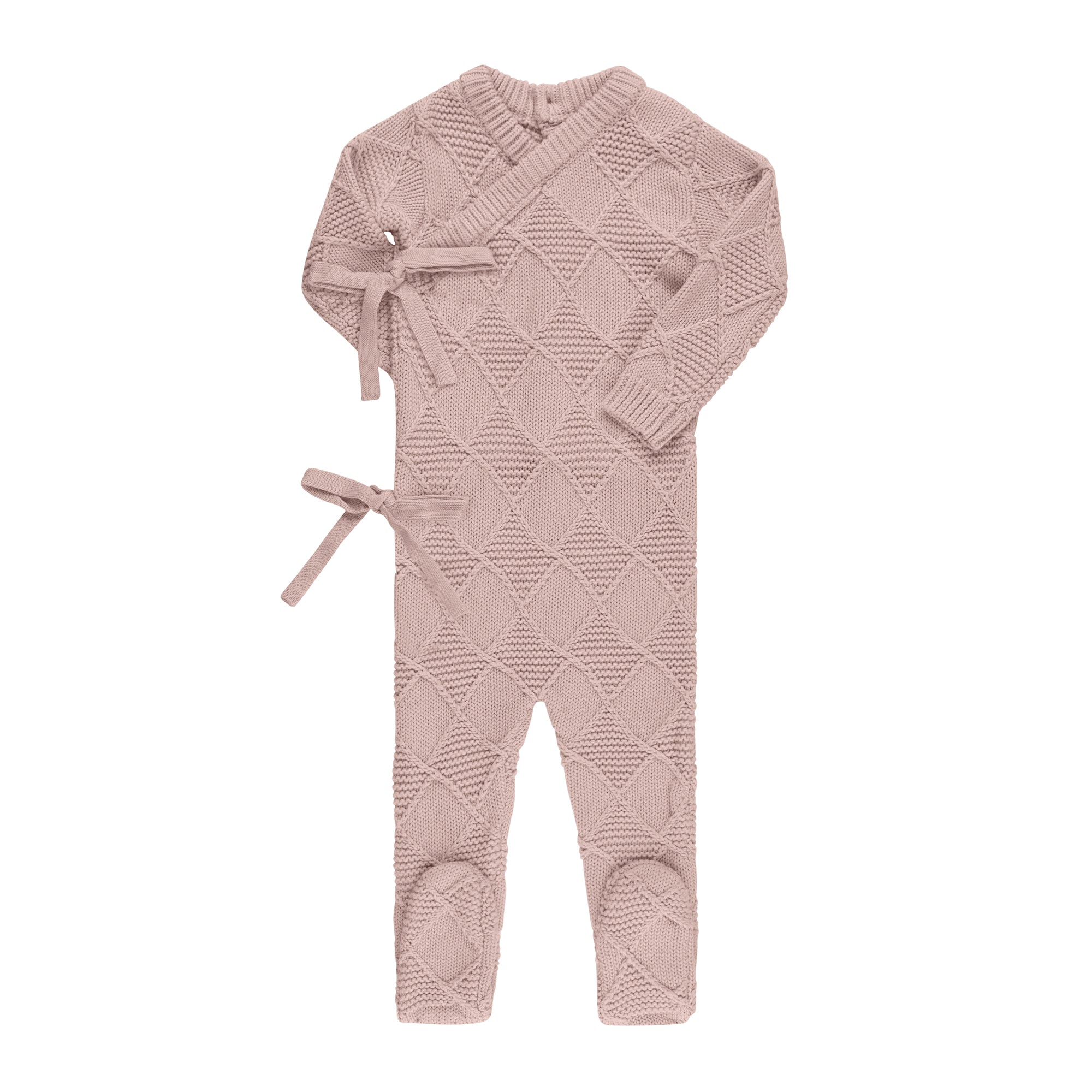 Pippin Argyle Knit Footie - Winter Rose