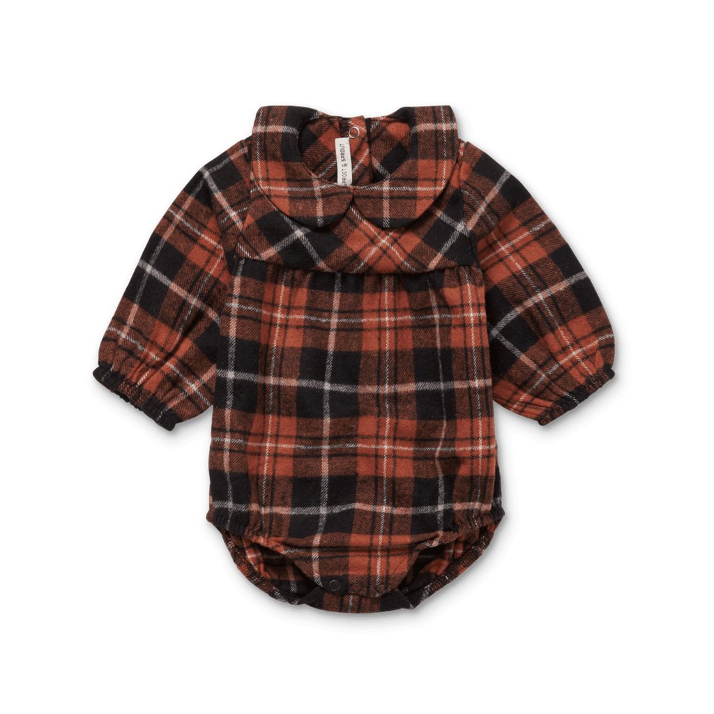 Sproet & Sprout Flannel Romper - Barn Red