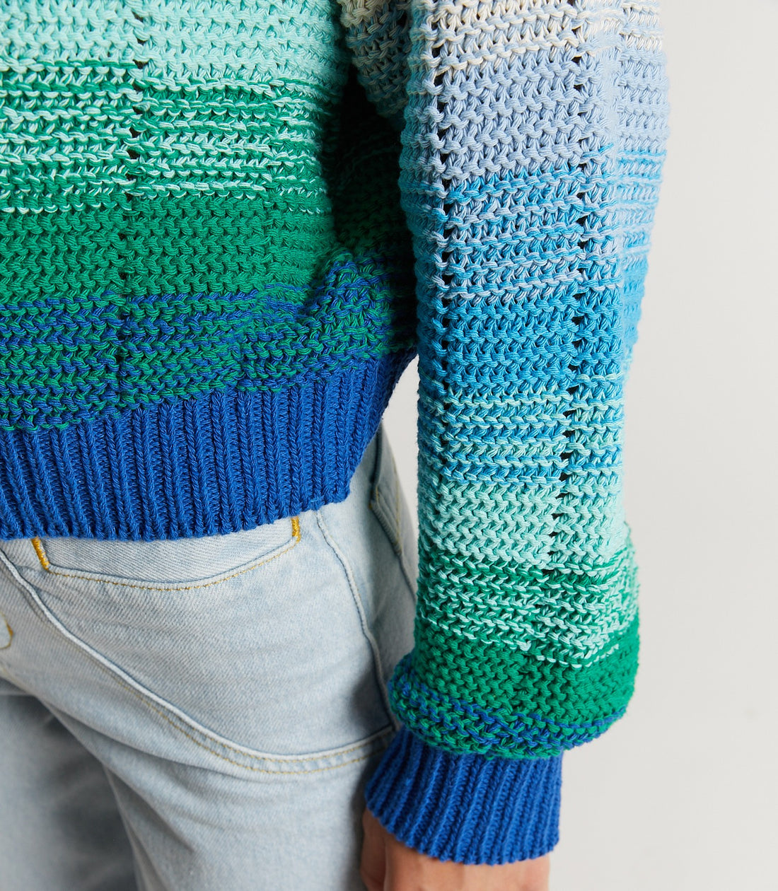 Indee Knitted Multi Sweater - Green
