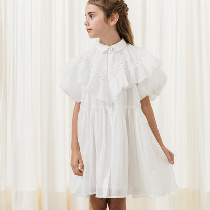 Petite Amalie Linen Collar Dress - Off White