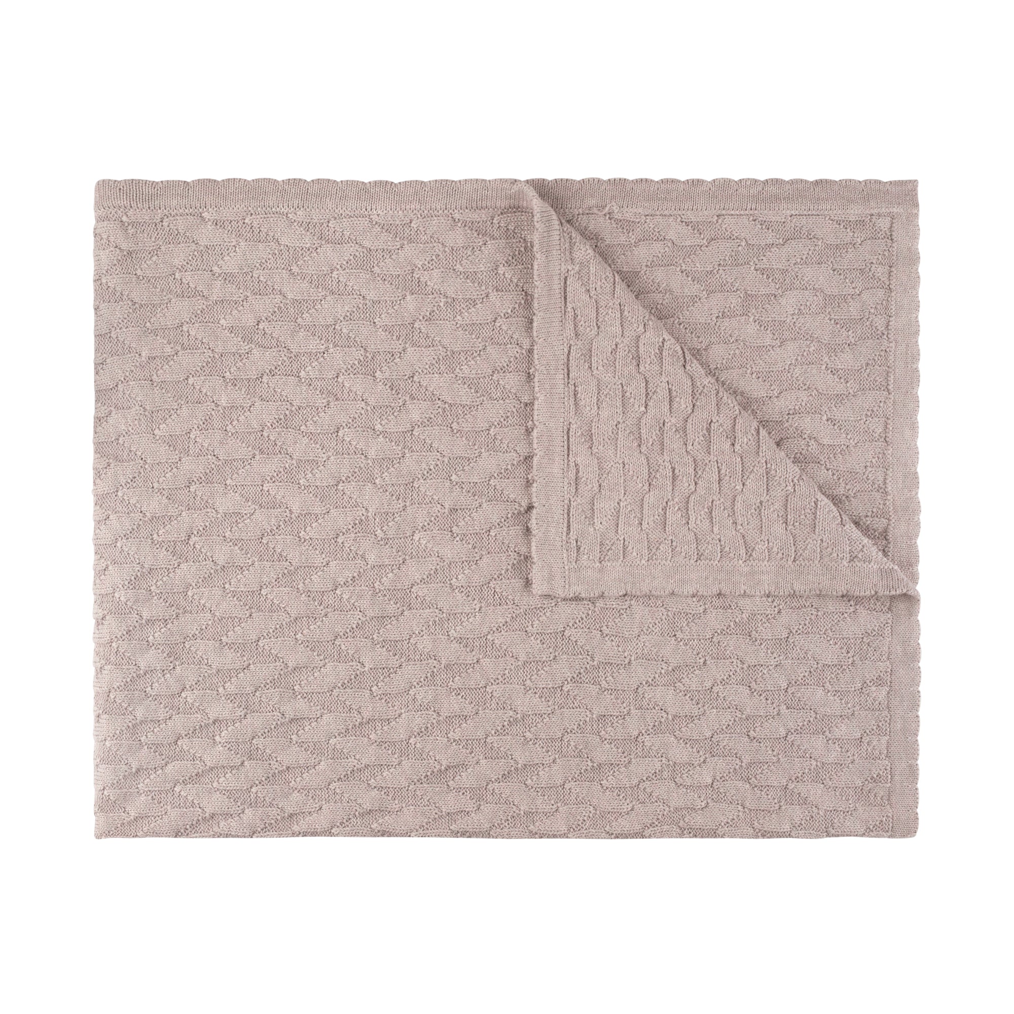 Pippin Jigsaw Knit Blanket - Baby Pink