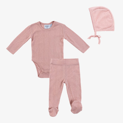 Kipp Pointelle Scallop 3 Piece Set - Blush