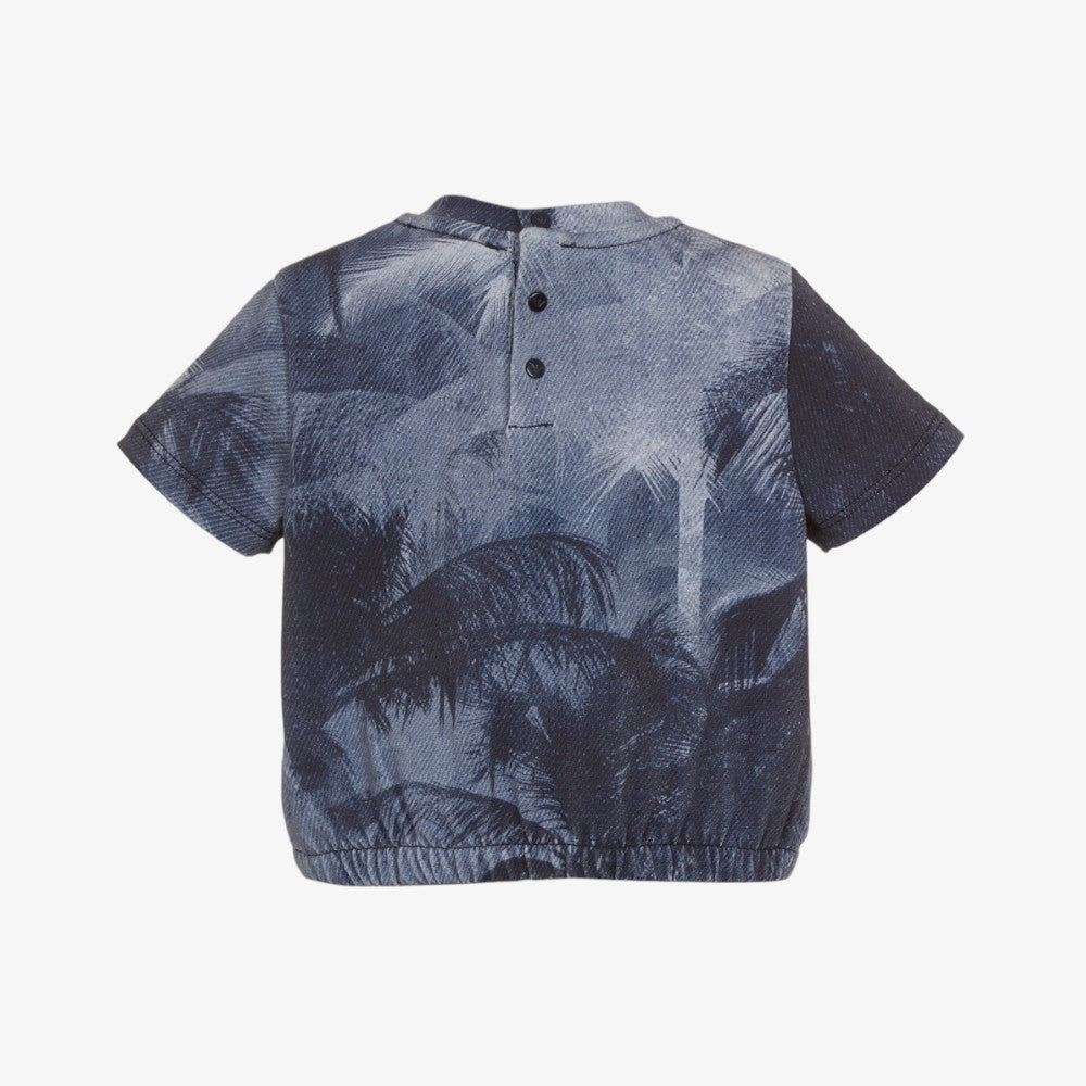 Emporio Armani Palm Tree Print T-Shirt - Blue