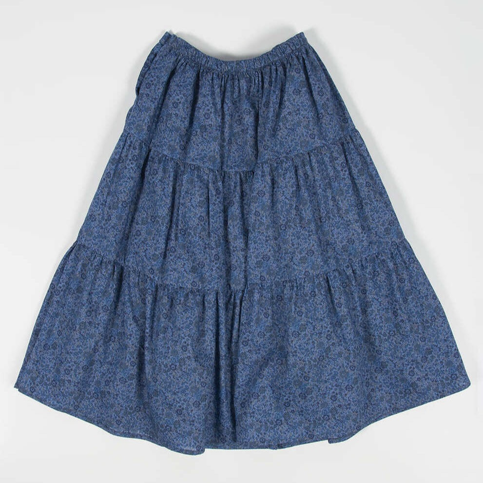 Tangerine Tiered Skirt - Blue Floral